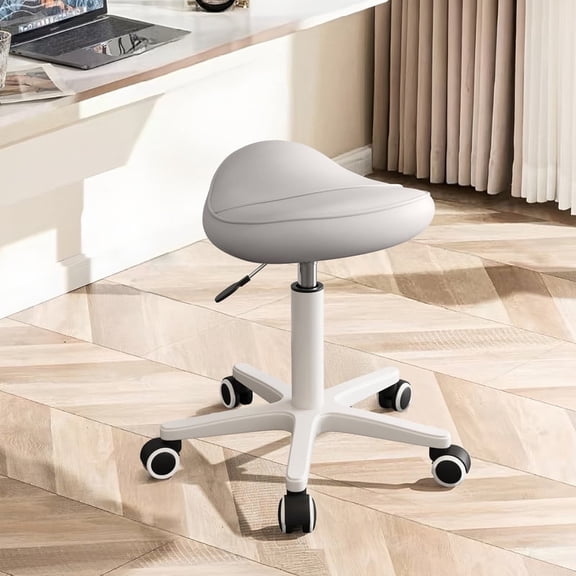 XUEGW Saddle Stool with Rolling Wheels, Adjustable Height Swivel Ergonomic Chair with Thick Padded Seat, Fit for Hair Salon, Dental Clinic, Spa, Massage Studio, Office & Home, Gray
