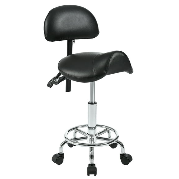Saddle Stool with Back Support Rolling Stools with Foot Rest Ergonomic Adjustable Stool wi