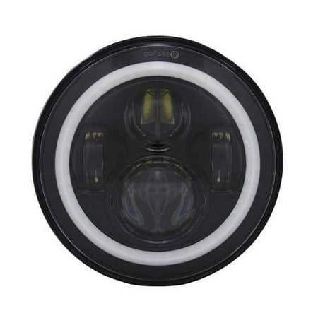 Heise - 7" 6-LED Round Motorcycle Headlight with Halo - Black