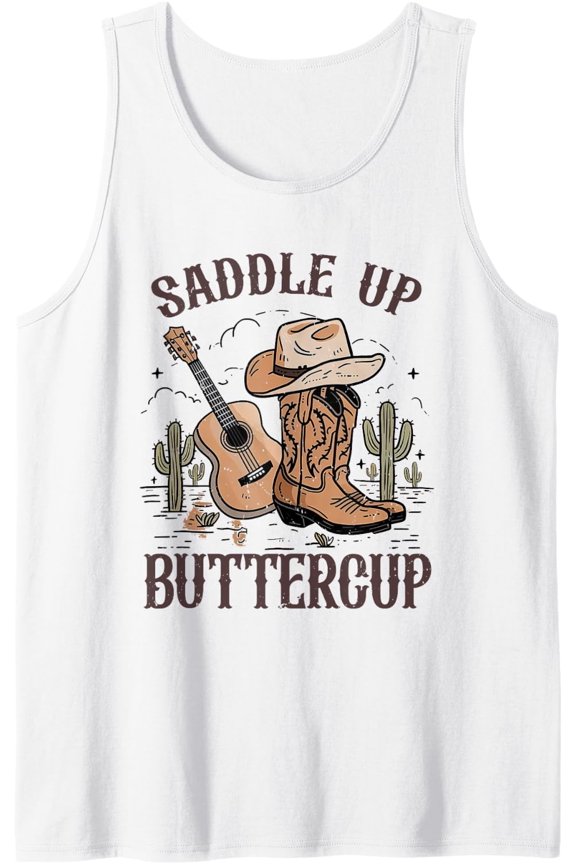 Saddle Up Buttercup Vintage Cowgirl Hat Western Country Tank Top Size S-3XL