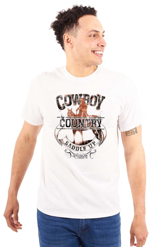 Saddle Up Country Western Cowboy Men's Graphic T Shirt Tees Brisco Brands L