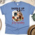 thumbnail image 1 of Saddle Up Jolly Holiday Shirt | Horse Christmas Graphic Tee, CarolinaBlue, Size S, 1 of 6