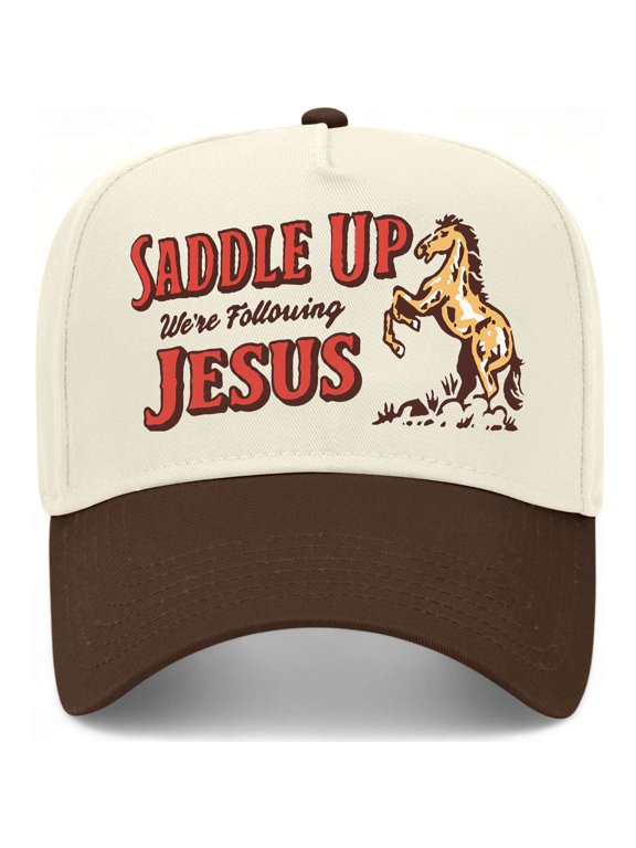 Saddle Up We're Following Jesus Hat (Brown/Natural)