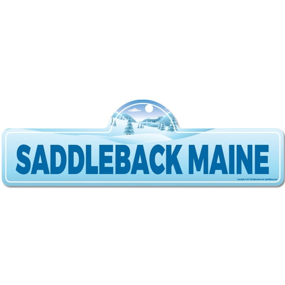 Saddleback Maine Street Sign | Indoor/Outdoor | Skiing Skier Snowboarder Décor for Ski Lodge Cabin Mountian House | SignMission personalized gift