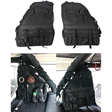 CheroCar Co-Pilot Handle Storage Bag For Jeep Wrangler TJ JK JL (1997-2023) – Black & Red Oxford Cloth