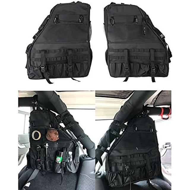 CheroCar Co-Pilot Handle Storage Bag For Jeep Wrangler TJ JK JL (1997-2023) – Black & Red Oxford Cloth