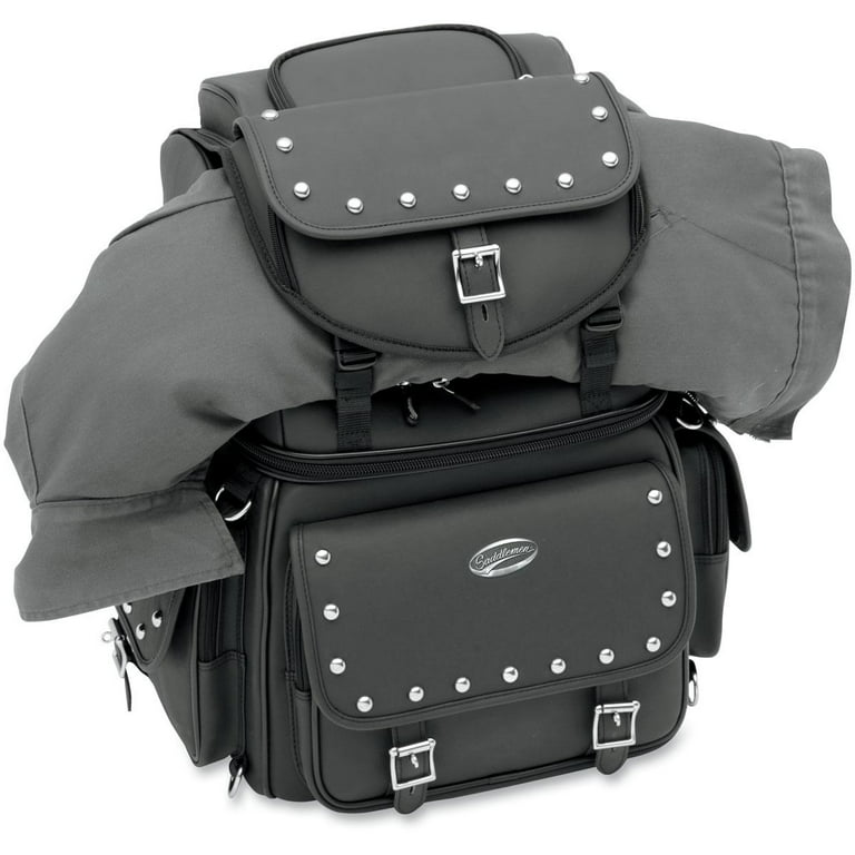 Medium Size Motorcycle Sissybar bag with pockets and studs