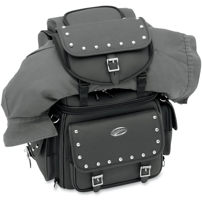 Medium Size Motorcycle Sissybar bag with pockets and studs