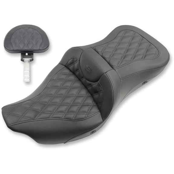 Saddlemen 808-07B-184BRHC Extended Reach Heated Road Sofa LS Seat with Drivers Backrest