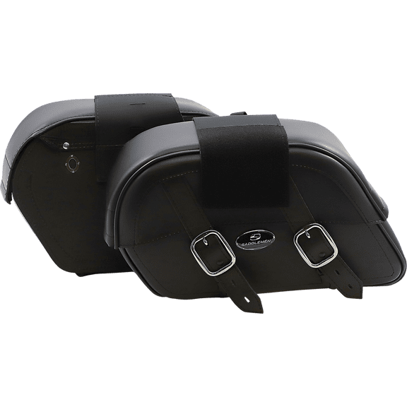 Saddlemen Drifter Slant Saddlebags, Large, Black, Leather & SaddleHyde, Quick-Release, Pair (3501-0319)