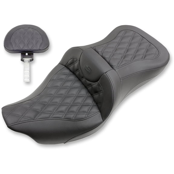 Saddlemen Extended Reach Lattice Stitch Black Seat & Backrest (808-07B-184BR)