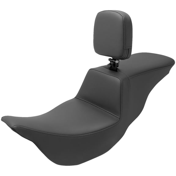 Saddlemen Tour Step-Up Smooth Black Seat w/Driver Backrest (808-07B-194BR)