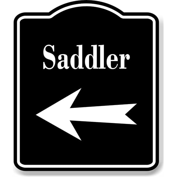 Saddler Left Arrow BLACK Aluminum Composite Sign, 8.5"x10"