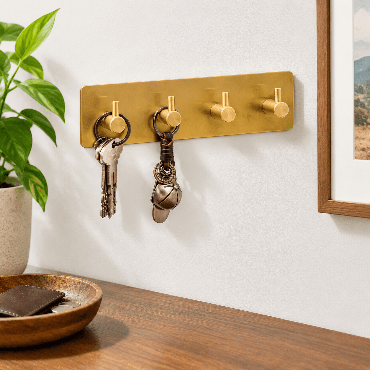 Key Lock For Rak Sadhesive Key Hook Rack With 4 Hooks For Keys Entryway - - Walmart.com