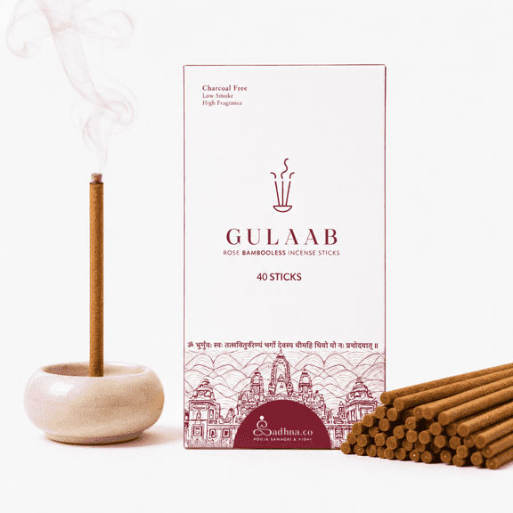 Sadhna.co Rose Bambooless Incense Sticks, Clean-Burning Natural Agarbatti, Pack of 40