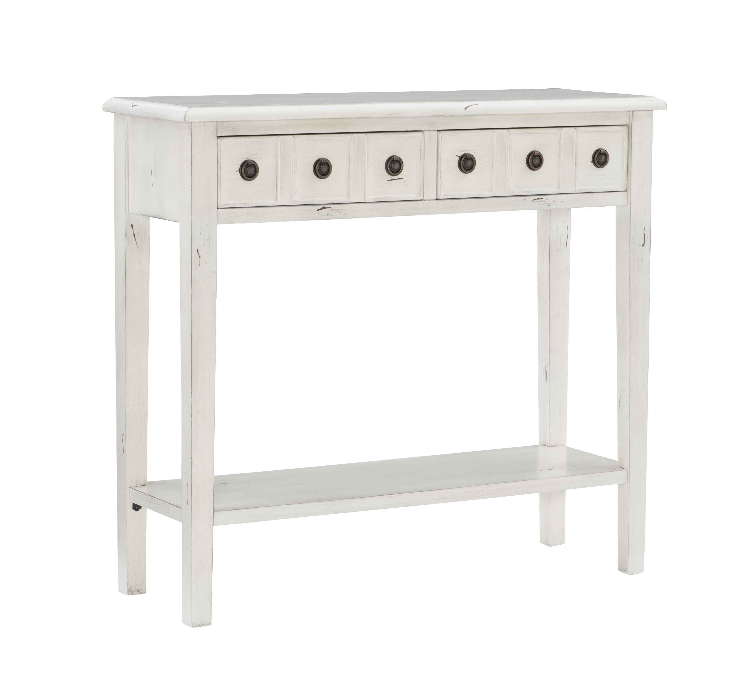 Sadie Farmhouse 2-Drawer Short Console Table with Shelf, Cream - image 1 of 13