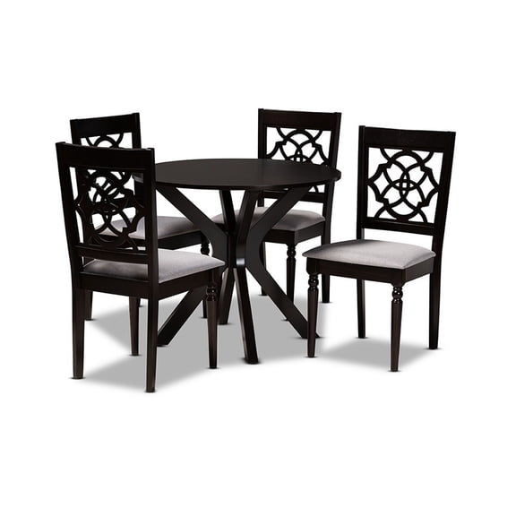 Sadie Modern and Contemporary Grey Fabric Upholstered and Wood 5-Piece Dining Set