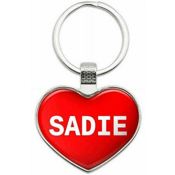 Sadie - Names Female Metal Heart Keychain Key Chain Ring, Multiple Colors Available