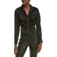 thumbnail image 1 of Sadie & Sage womens  Aphrodite Shirred Button-Down Top, l, Black, 1 of 3