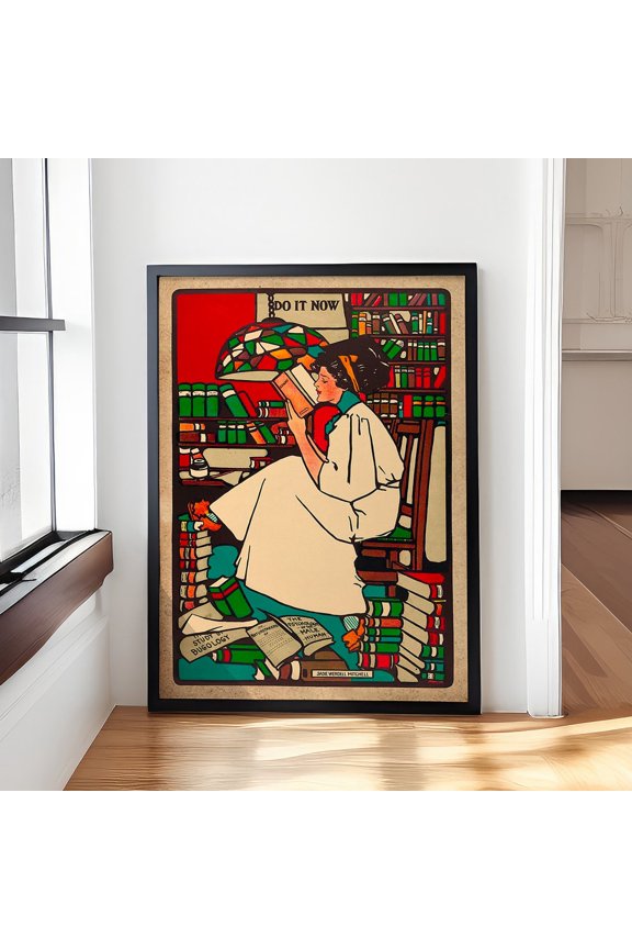 Sadie Wendell Mitchel, Dig 1909 Poster, Woman reading a book, Feminist art print Unframed Paper Print
