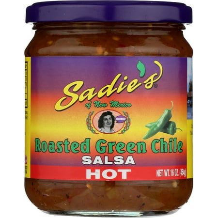 Sadie's Roasted Hot Green Chile Salsa, 16 oz Jar