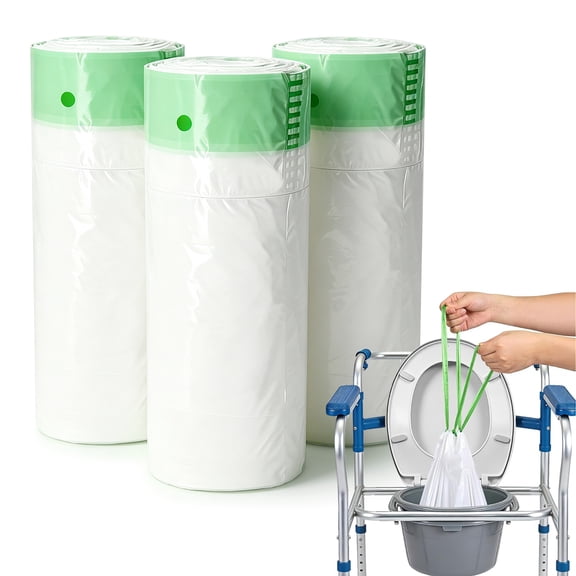 Sadocom Extra Thick Bedside Commode Liners, 60 Count 7 Gallon Portable Toilet Replacement Bags with Handles, for Portable Toilets, Bed Pans & Camping Toilets, Ideal for Seniors Home Care, RV Trips