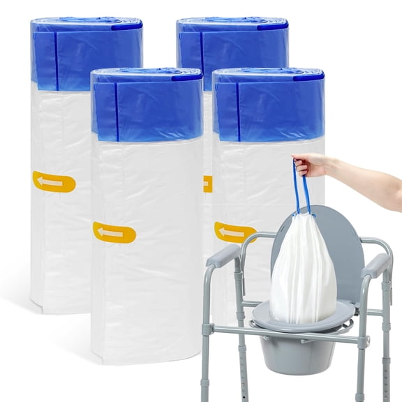 Sadocom Bedside Commode Liners, 60 Count 7 Gallon 19.7 x 17.7 inches Portable Toilet Replacement Bags with Handles, Tear-Resistant, Fit Portable Potty, Commode Chair, Bucket Toilet, Camping Toilet