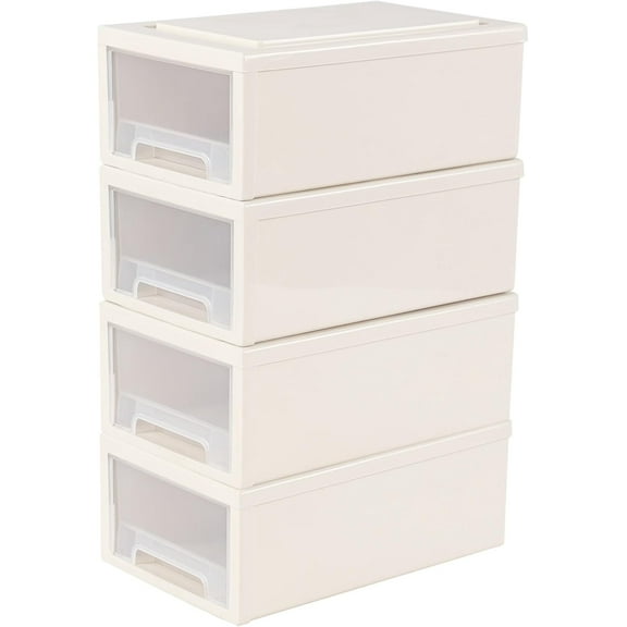 Sadstory 12 Quart Plastic Stackable Storage Drawer, Desktop Drawer Storage Unit, 4 Packs