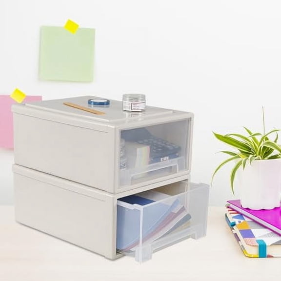 Sadstory 18 Quart Plastic Stacking Storage Drawers, Stackbale Drawers Units, 4 Packs