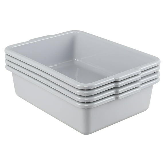 Saedy 22 L Commercial Bus Tubs, Gray, Large Plastic Utility Bus Boxes, 4 Pack
