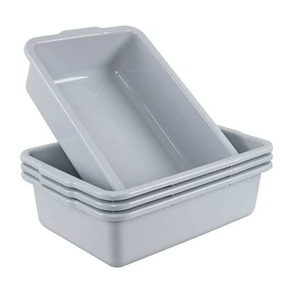 Saedy 32 Liter Gray Commercial Bus Tub, Large Plastic Restaurant Bus Box, 4 Pack