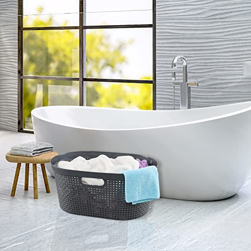 Saedy 4 Packs Plastic Laundry Clothes Baskets, 40L, Large Laundry Hamper with Cutout Handle