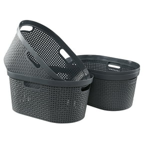 Saedy 40 L Plastic Laundry Storage Basket, 4-Pack Large Laundry Hamper, Gray