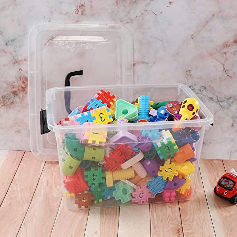 Saedy 6 Pack 12 Quart Plastic Latching Storage Box with Handle, Clear ...