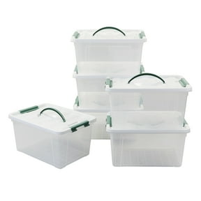 Saedy 6-Pack 14 Quart Plastic Storage Bin with Handle, Clear Storage Latch Boxes