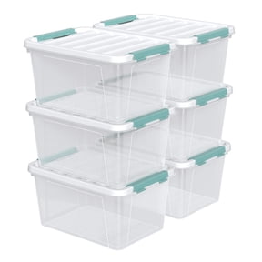 Saedy 6-Pack 20 Quart Clear Latching Boxes with Lids, Plastic Storage Bin with Lid