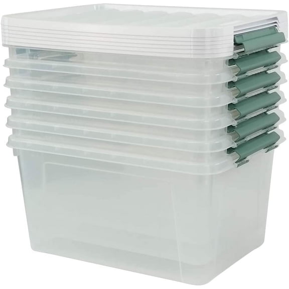 Saedy 6 Pcs Large Clear Storage Box, 35 Qt Plastic Bins with Lids for Versatile Storage