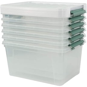 Saedy 6 Pcs Large Clear Storage Box, 35 Qt Plastic Bins with Lids for Versatile Storage