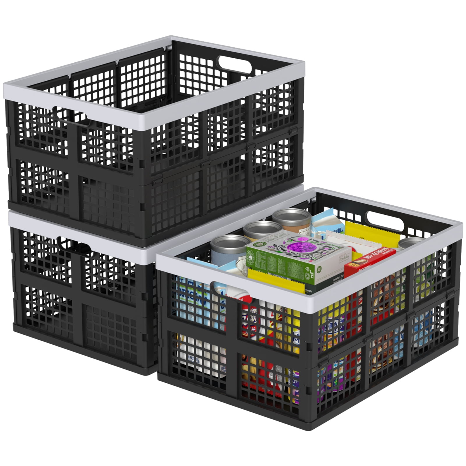 Saedy 66 L Extra Large Plastic Storage Crate, Foldable Milk Crates for ...