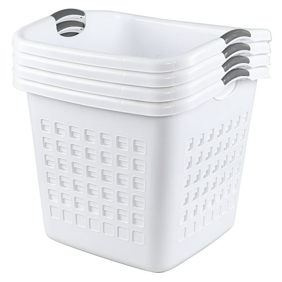 Saedy White Plastic Laundry Baskets, Large Clothes