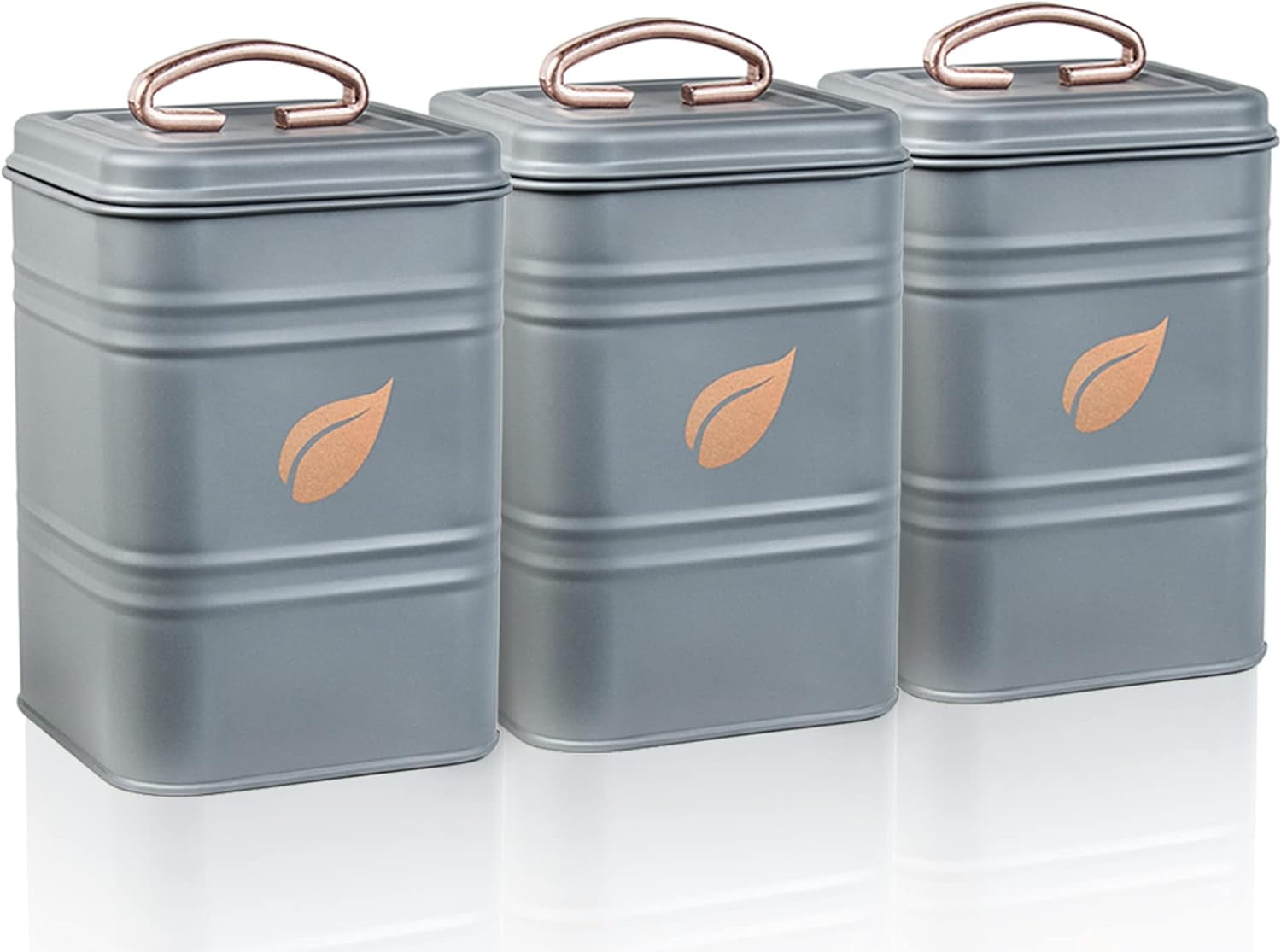 Saf-Care Kitchen Canisters Set of 3 - Farmhouse Grey with Tight Sealed ...