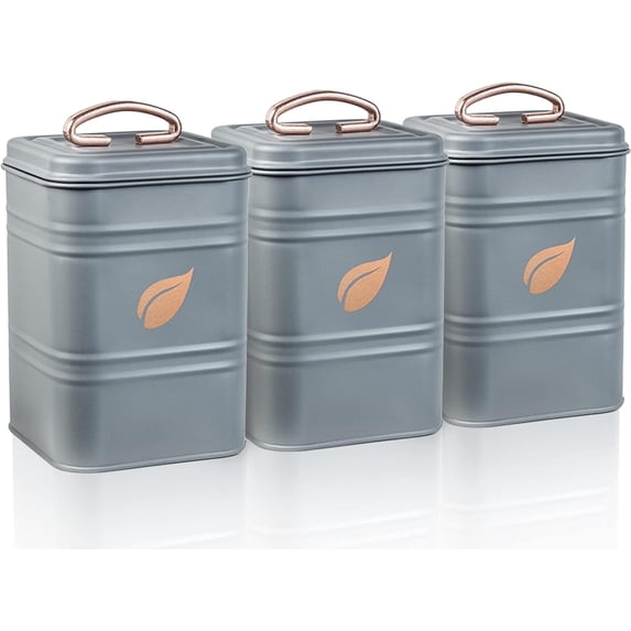 Saf-Care Kitchen Canisters - Farmhouse Grey Kitchen Decoration of Canister Set with Multiple Preservation Purposes by Tight Sealed Lids, Good for Wedding Gifts Kitchen Canisters Set of 3