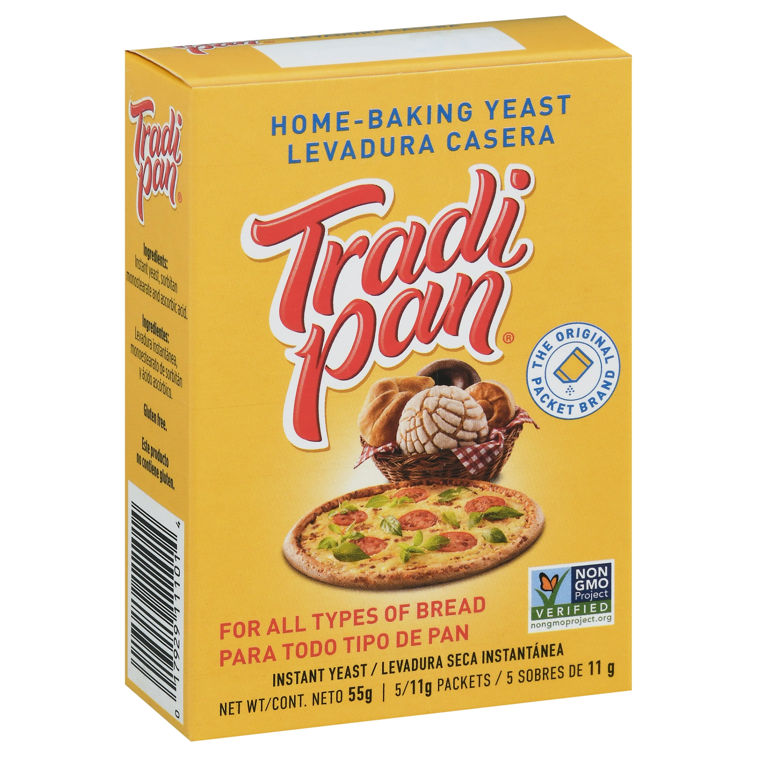 TradiPan Instant Dry Yeast, Non-GMO, Gluten Free, Yeasts & Leaveners, Allergen-Free, 5 Sachets of 11g