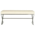 thumbnail image 1 of Safaiveh Micha Modern Glam X-Leg Upholstered Rectangular Bench, Cream/Chrome, 1 of 6