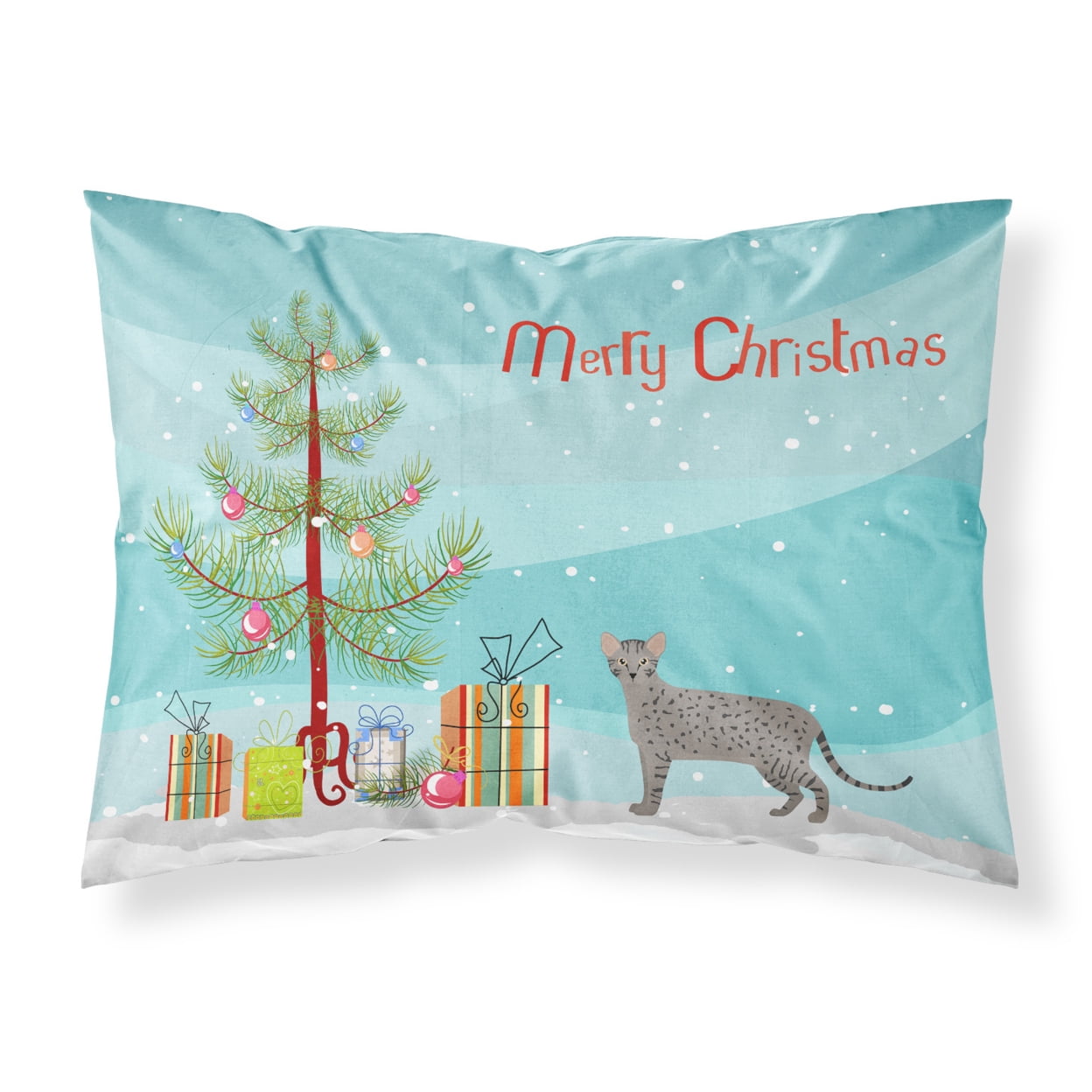 Safari 1 Cat Merry Christmas Fabric Standard Pillowcase CK4699PILLOWCASE