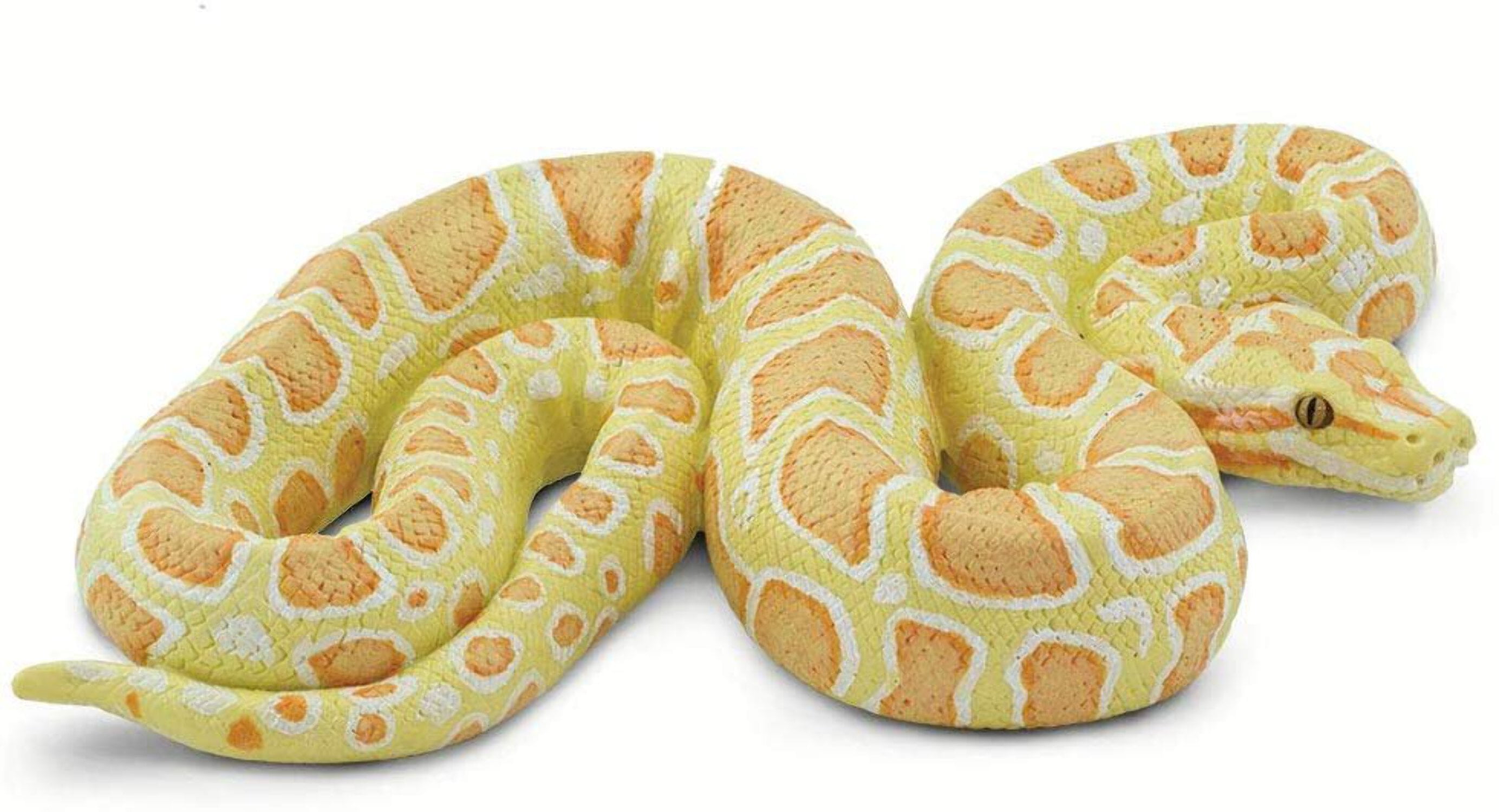Yellow-Cream and Peach Orange Albino Burmese Python Toy Figurine