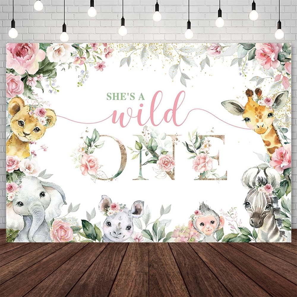 Renaiss 1.8 X 1.2 M Oh Baby Jungle Animals Backdrop Safari Wild