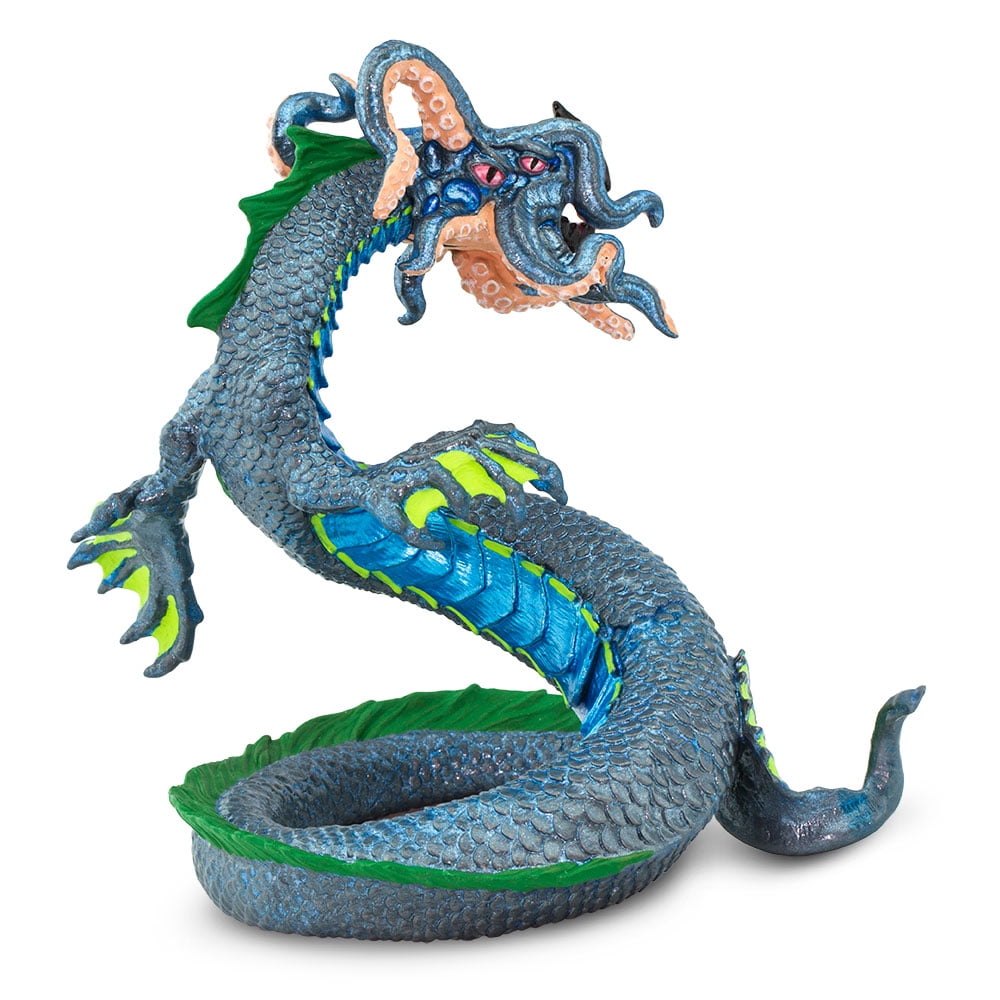 Hand-Painted Blue and Green PVC Leviathan Dragon Figurine