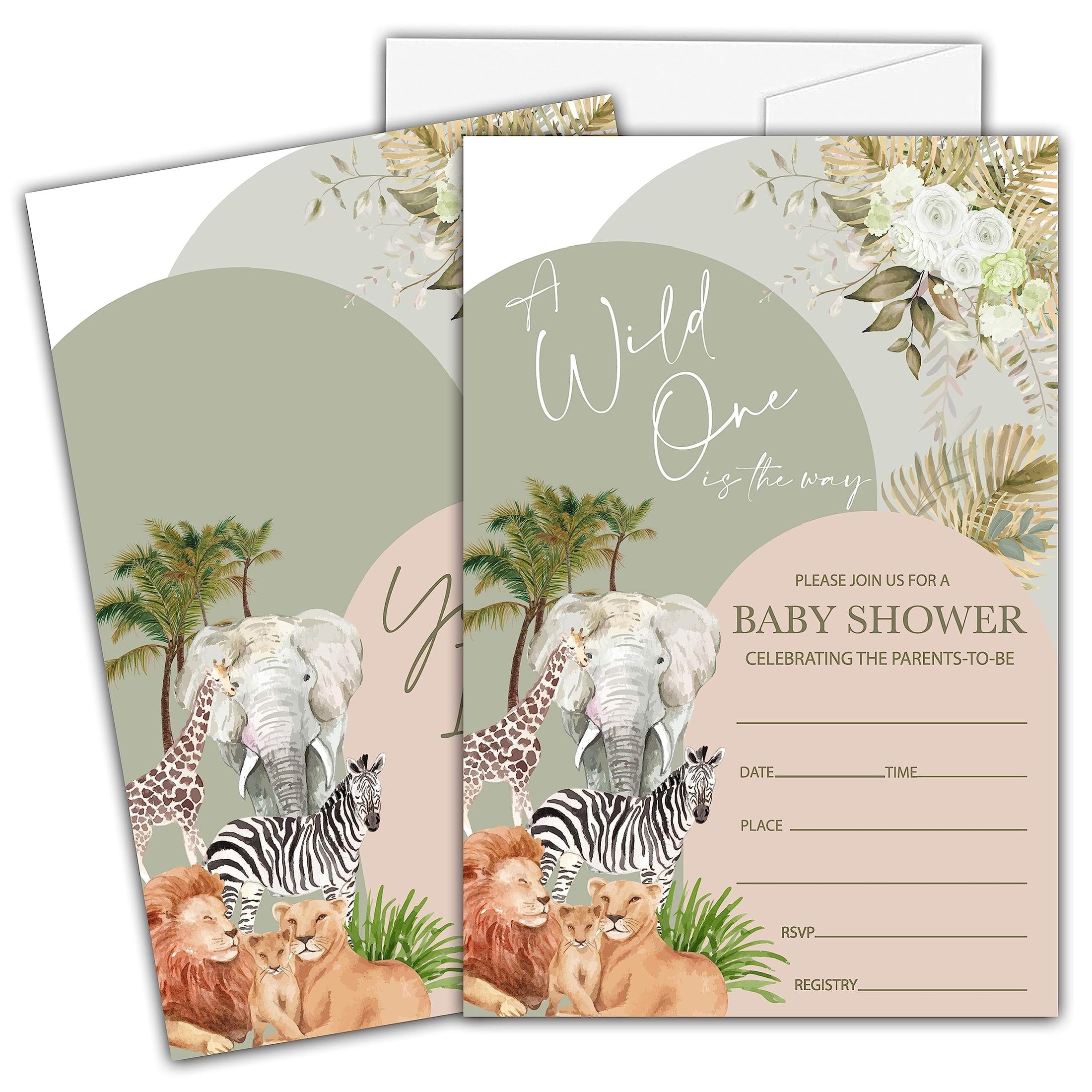 Safari Baby Shower Invitation Package, Set, Kit, Bundle, Jungle, Lion  Giraffe Elephant, Book Request, Diaper Raffle, Editable Template #771, image size:2200x2200