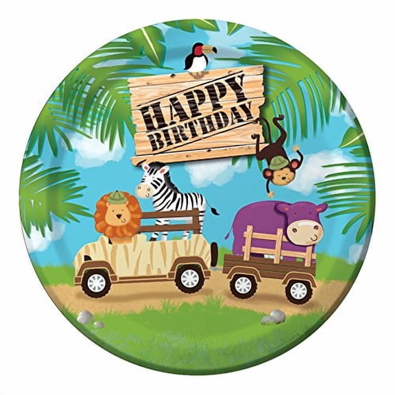 Creative Converting 8 Count Safari Adventure Sturdy Style Paper Dinner Plates, 8.75", Multicolor